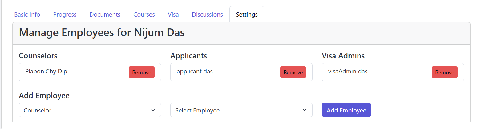 Visa Processing Feature